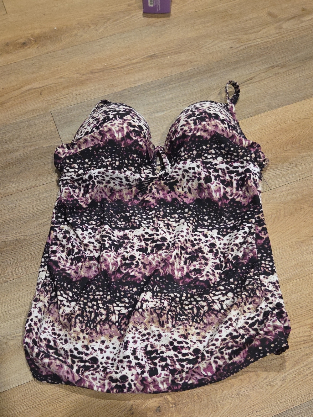 Purple Print Women's Swim Camisole with Built-In Support
